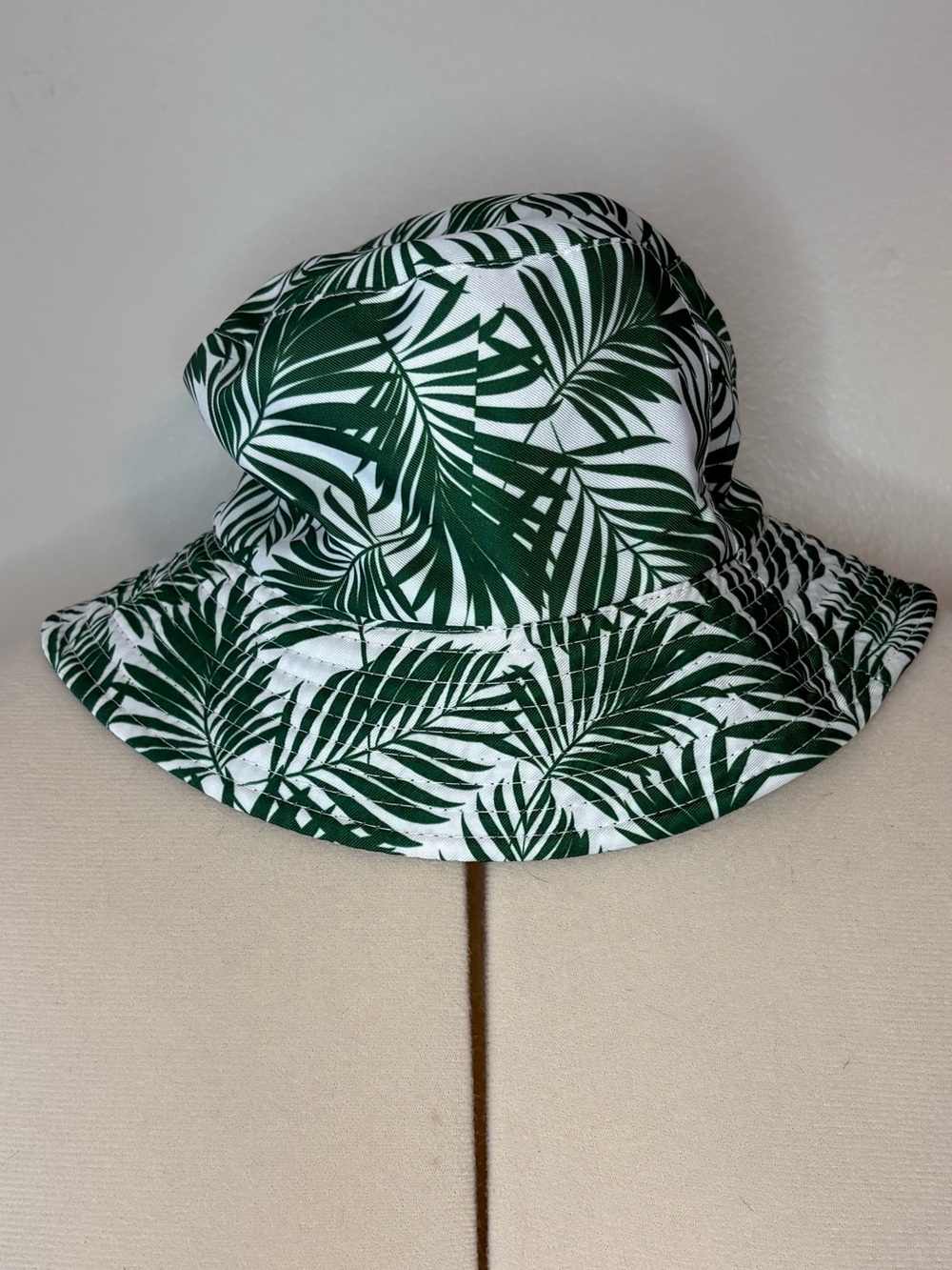 Green Palm Print Bucket Hat - Women